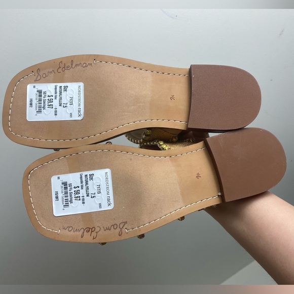 Sam Edelman Women's Hopie Square Toe Crystal-Lined Sandals Tan - Size 7.5 - Picture 4 of 6